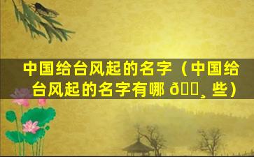 中国给台风起的名字（中国给台风起的名字有哪 🕸 些）